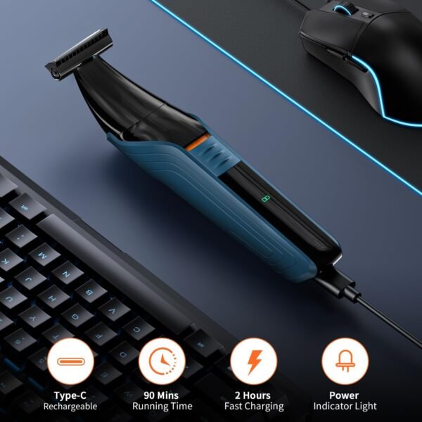 Body Hair Trimmer for Men, Mens Body Groomer with Beard Trimmer & Nose Hair Trimmer Dual-Head Trimmer, No Nick Shaver Electric Razor for Men Face Pubic Hair, All-in-One Ultra-Sharp Blade - Image 9