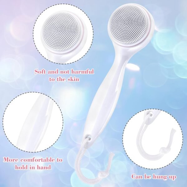2 Pack Silicone Manual Facial Cleansing Brush, Skin Friendly Waterproof Face Cleaning Scrubber Exfoliator Cleanser for Blackheads Whiteheads Makeup Residues Removal- White - Image 5