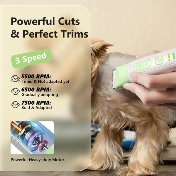 Dog Grooming Kit, 4 in 1 Quiet Pet Clippers for Grooming Supplies, Cordless Dog Paw Trimmer Dog Nail Grinder, Professional Long Hair Shaver for Matted Hair Cat and Small Dogs Thick Coats - Image 4