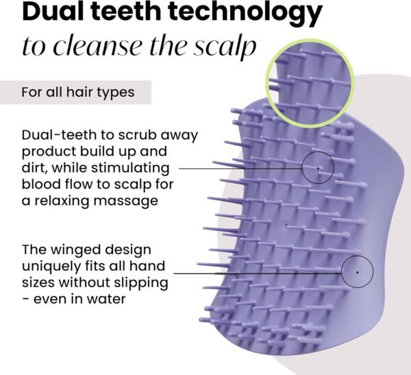 Tangle Teezer Scalp & Shampoo Hairbrush, to Exfoliate, Massage, and Cleanse, for All Hair Types, Lavender Lite Purple - Image 3