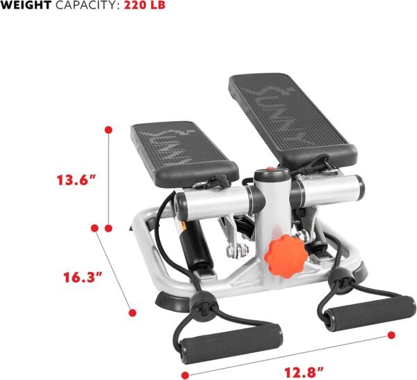 Sunny Health & Fitness Total Body 2-in-1 Stepper Machine, Total Body Workout, Adjustable Hydraulic, Resistance Bands, Non-Slip Pedals w Optional Free SunnyFit App Enhanced Bluetooth Connectivity - Image 6