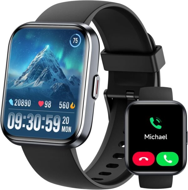 Gydom Smart Watches for Men Women Android & iPhone, 1.8'' Alexa Built-in Smartwatch with Bluetooth Calls, Heart Rate/Sleep/SpO2 Monitor, IP68 Waterproof Activity Fitness Tracker with 110+ Sports Modes - Image 2