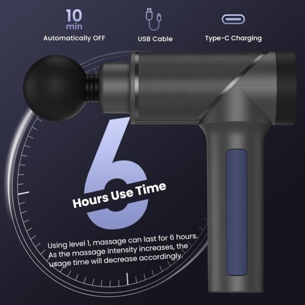 JQX Massage Gun, Massage Gun Deep Tissue with 6 Speed, Handheld Electric Muscle Massager Gun for Muscle Pain Relief, Mini Massage Gun with 9 Massage Heads Suitable for Men and Women - Image 5