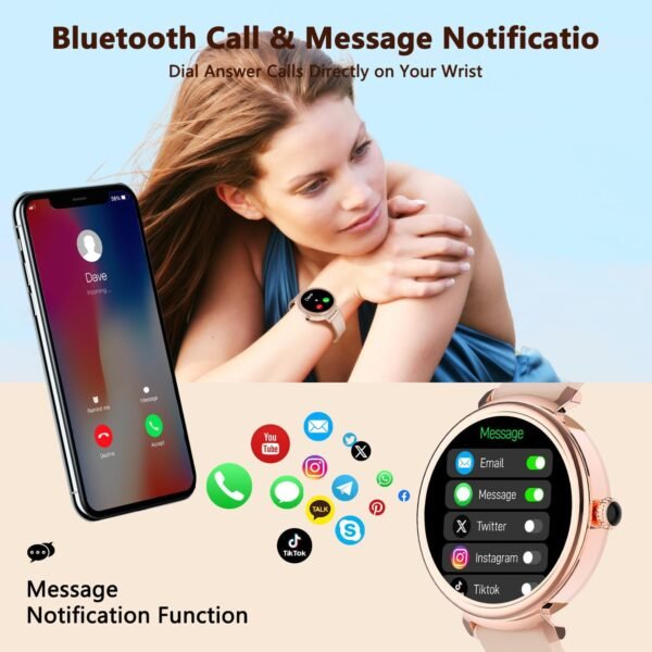 Smart Watch for Women with Answer/Make Call,1.27" HD Waterproof with DIY Faces,Fitness Tracker Smart Watch with Heart Rate,SpO2,Sleep Monitoring Compatible with iOS/Android - Image 3