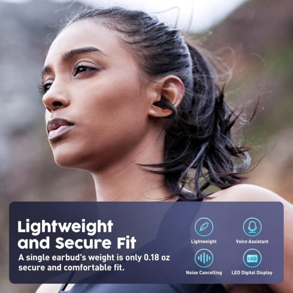 Ear Buds Wireless Bluetooth Earbuds 5.3,Ultra Open Ear Earbuds,Clip on Headphones,Waterproof Sports Earphones Built-in Mic with Charging Case+Extra Armband Phone Holder,Aware of Surroundings - Image 5