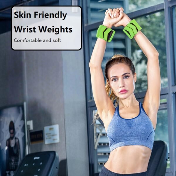 Wrist Weights, Skin Friendly Wrist ＆ Ankle Weights, Set of 2 (1 LB for Each), Improve Workout Effectiveness Wrist Bangles for Yoga, Pilates, Swimming, Cardio, Aerobics, Gym - Image 3