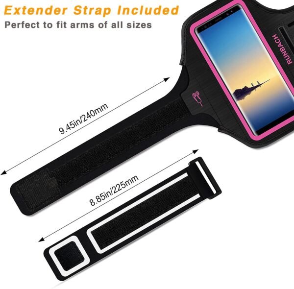Galaxy Note 20/10+/9/8 Armband,Sweatproof Running Exercise Bag with Fingerprint Touch/Key Holder and Card Slot for Galaxy Note 20/10+/9/8(Pink) - Image 3