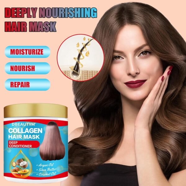 Collagen Hydrating Hair Mask Keratin Hair Serum,Natural Deep Conditioner Hair Mask,Moisturizing Hair Oil for Split Ends, Hair Styling Serum for Frizzy & Dry Hair,Keratin Styling Oil Capsules - Image 7
