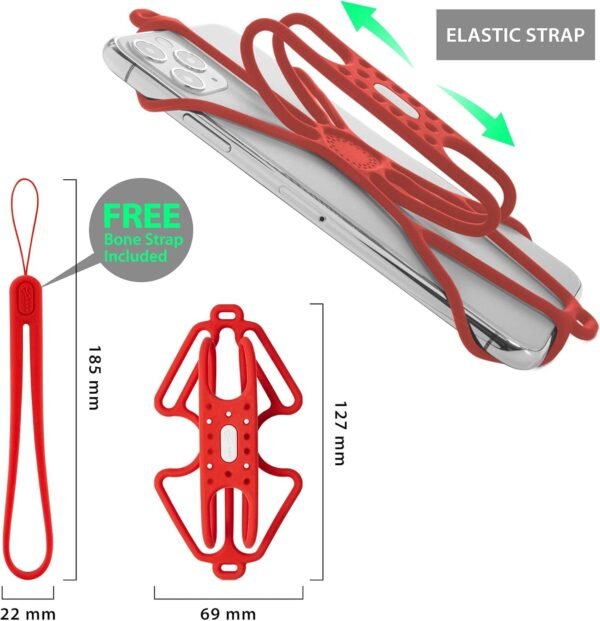 BONE Run Tie Handheld 1, Handheld Running Phone Holder with Wrist Lanyard, Skin-Friendly Silicone Hand Strap for Workout, Universal Sport Phone Carrier Compatible with Most Smartphone (Red) - Image 6