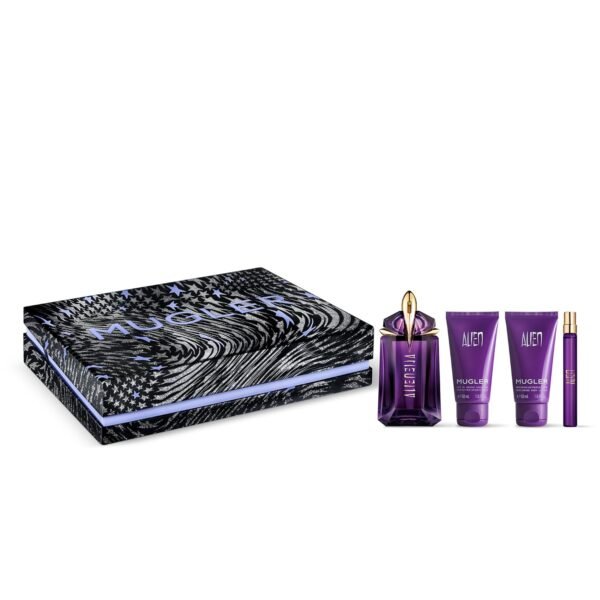 Mugler Alien - Eau de Parfum - Women's Fragrance Set - Floral & Woody - With Jasmine, Wood, and Amber - Perfume, 2 Fl Oz, 1.6 Fl Oz Body Lotion, 1.6 Fl Oz Shower Gel, 0.33 Fl Oz Travel Size Perfume - Image 2