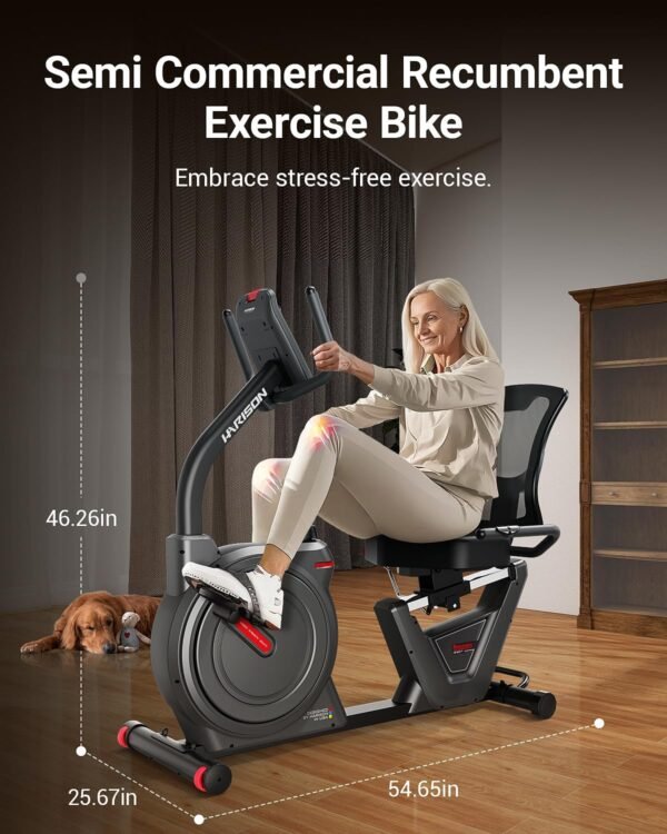 HARISON Semi Commercial Recumbent Exercise Bikes for Home, Heavy-Duty Recumbent Bikes with 450 LBS Capacity, Stationary Bikes for Seniors with HARISON APP, Adjustable Seat & Backrest, Quiet Magnetic Resistance - Image 3