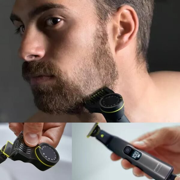 Philips Norelco OneBlade Pro Kit, Hybrid Electric Trimmer and Shaver with Charging Stand and Precision Comb, QP6550 + OneBlade Body Kit, 3 Pieces, QP610 - Image 4