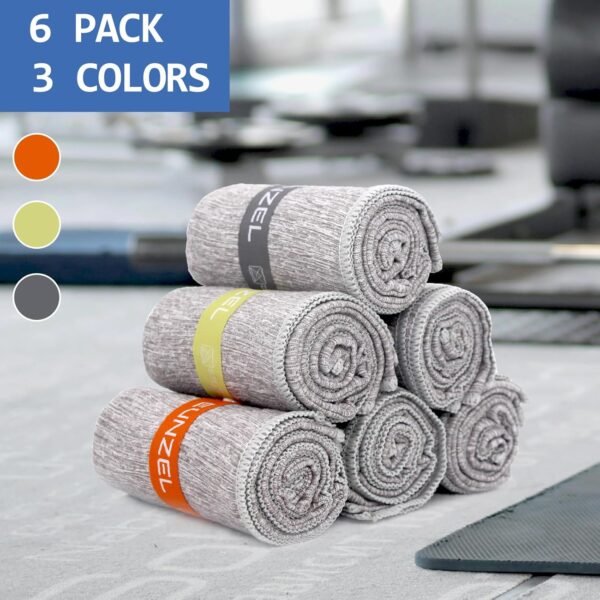 Eunzel 6 Pack Microfiber Gym Towel,Quick Dry Sweat Towel Silver Ion Absorbent Towels for Workout, Sports, Camping, Travel, Exercise& Fitness 31.5"x15.7", Grey - Image 3