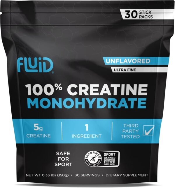 Fluid - Ultra-Fine Micronized 100% Creatine Monohydrate, Informed Sport Certified, Safe for Athletes, 5g Serving (30 Single Servings) - Image 7