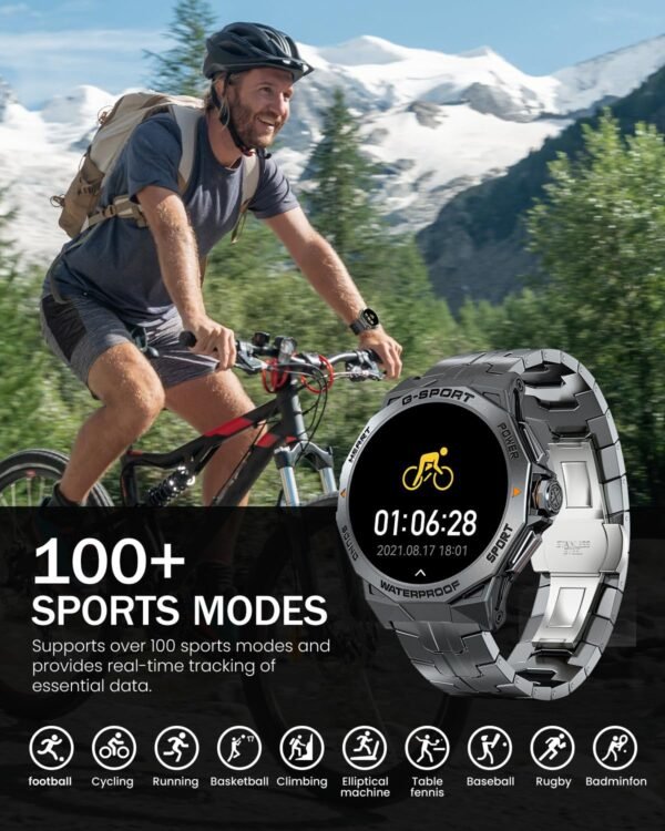 Military Smart Watch for Men with Bluetooth Call, 1.43" AMOLED Screen Smartwatch with Heart Rate/Sleep Monitor, IP68 Waterproof Fitness Tracker with 100+ Sport Modes for iOS Android - Image 8