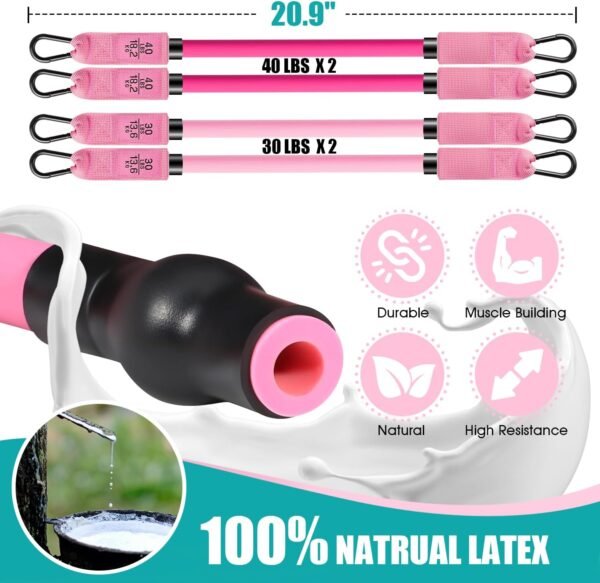 Pilates Bar Kit with Resistance Bands, Pilates Workout Equipment for Legs, Hip, Waist, Arm, Squats Exercise Equipment for Home Workouts, Adjustable 3-Section Pilates Bar Kit for Women & Men - Image 4
