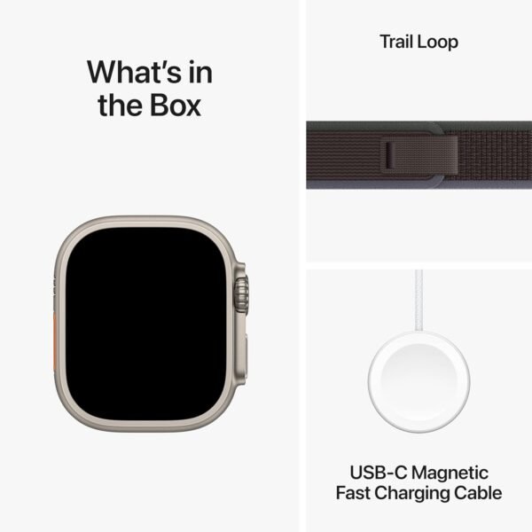Apple Watch Ultra 2 [GPS + Cellular 49mm] Smartwatch with Rugged Titanium Case & Blue/Black Trail Loop M/L. Fitness Tracker, Precision GPS, Action Button, Extra-Long Battery Life - Image 7
