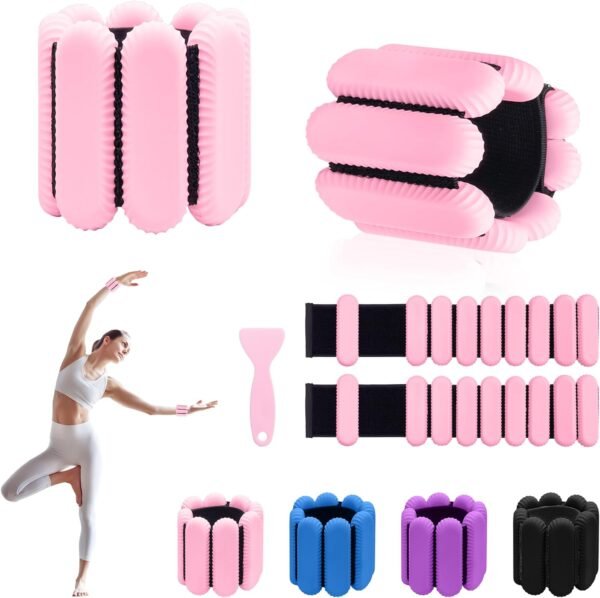 Wrist Ankle Weights for Women, Adjustable Weight(1LB~1.1LB Each) with Spare Two Weights Non-Slip Hand & Leg Weighted for Strength Training, Walking, Running, Yoga, Pilates, and Jogging - Image 2