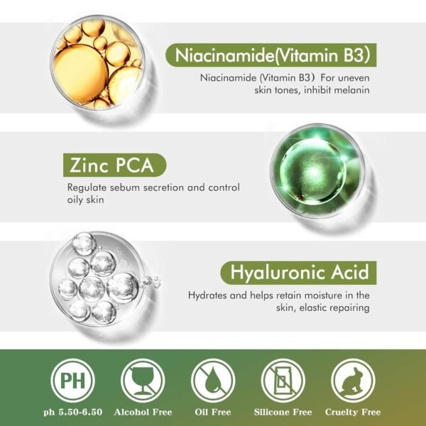 Organic Vitamin C Serum for Face Neck Eyes with Hyaluronic Acid Dark Benifits for Circles Age Spots Pore Cleanser Acne Scars Sun Damage Corrector Plump Skin Organic Anti Aging Serum (60ML) - Image 6