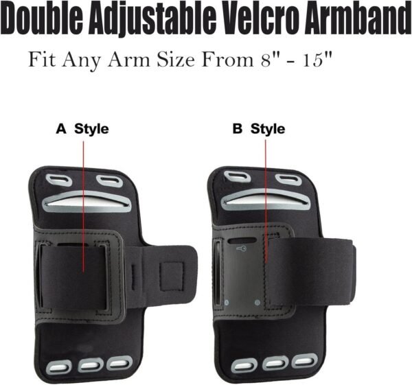[1 Pack] Water Resistant Sports Armband for iPhone 7/7 Plus, 6/6S Plus (5.5-Inch), Galaxy S6/S7 Edge, y Note 5, with Key Holder/Flap High Visibility Night Reflective Running Exercise Armband - Image 3