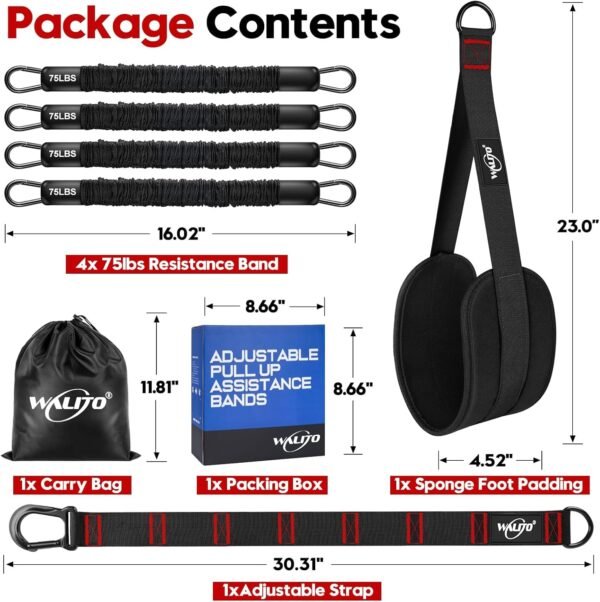 Pull Up Assistance Bands, Heavy Duty Assisted Pull Up Bands for Pull Up Assist, Adjustable Weight/Size with Fabric Feet Mats, Upgrade Pull Up Assist Bands for Strength Training - Image 9