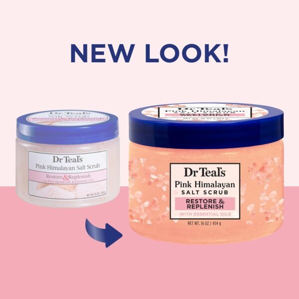 Dr Teal's Pink Himalayan Salt Body Scrub, Restore & Replenish with Pure Epsom Salt & Essential Oils, 16 oz (Pack of 3) - Image 3