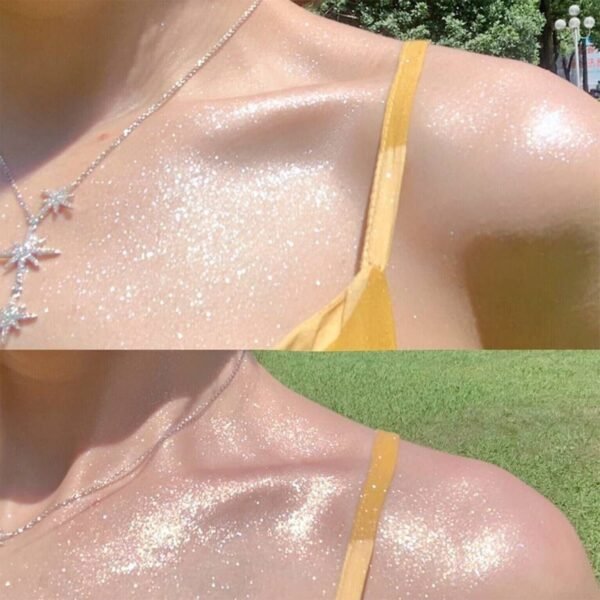 Highlighter Powder Spray, Longwear Glitter Spray for Body, Face, Hair, Shimmer Powder High Gloss Loose Powder Makeup Mist for Festive Party, Stage Shows, Nightclubs, Bar(1#Pearl White) - Image 4