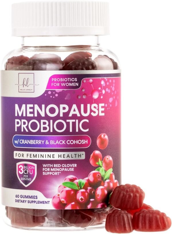Menopause Supplements for Women Gummies with Black Cohosh, Cranberry & 3 Billion CFU Probiotics - Natural Menopause Balance Relief for Hot Flashes, Night Sweats, Gut & Immune Support - 60 Gummies - Image 2