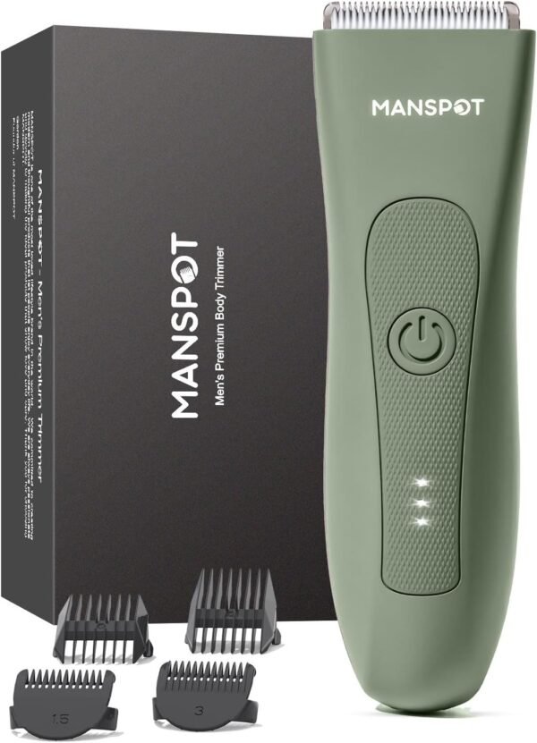MANSPOT Manscape Pubic Hair Trimmer for Men and Women, Electric Ball Trimmer Pubic Trimmer Shaver,Hypoallergenic Ceramic Blade Heads,Waterproof Wet/Dry Groin Shaver,20 Times Usage,No Nick,No Burn - Image 2