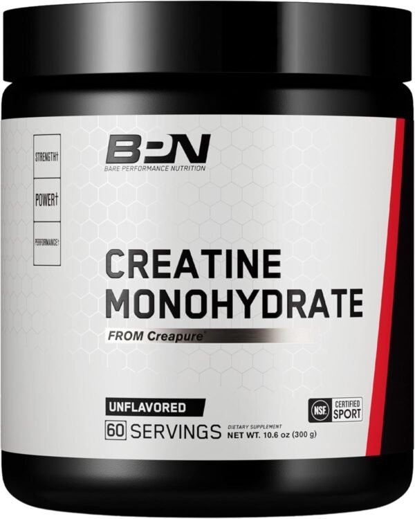 BARE PERFORMANCE NUTRITION, BPN Pure Creatine Monohydrate Powder by Creapure, 5g of Creatine per Serving, Supports Muscle Growth, Unflavored Creatine Powder, 60 Servings - Image 2