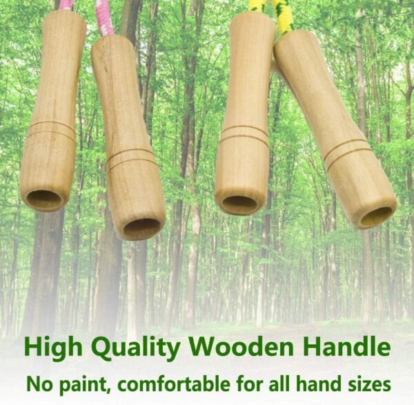 Cotton Jump Rope for Kids - Wooden Handle - Adjustable Cotton Braided Fitness Skipping Rope - Outdoor Fun Activity, Great Party Favor, Exercise Activity, Pack of 2 - Image 4