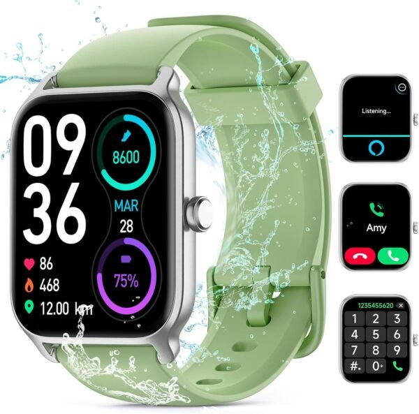 Smart Watch for Women Men, Smartwatch 1.8'' Alexa Built-in Fitness Tracker IP68 Waterproof Watch for Women Compatible for Android & iOS with Bluetooth Calls, IP68 Heart Rate/Sleep/SpO2 Monitor, 110+ - Image 2