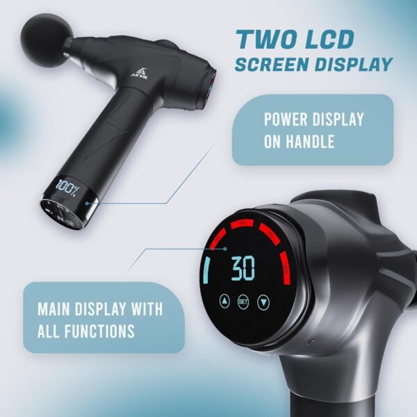 Deep Tissue Massage Gun for Athletes - 30 Speeds & 12 Interchangeable Heads for Pain Relief & Muscle Recovery 2 Heads with Heating & Cooling - Image 8