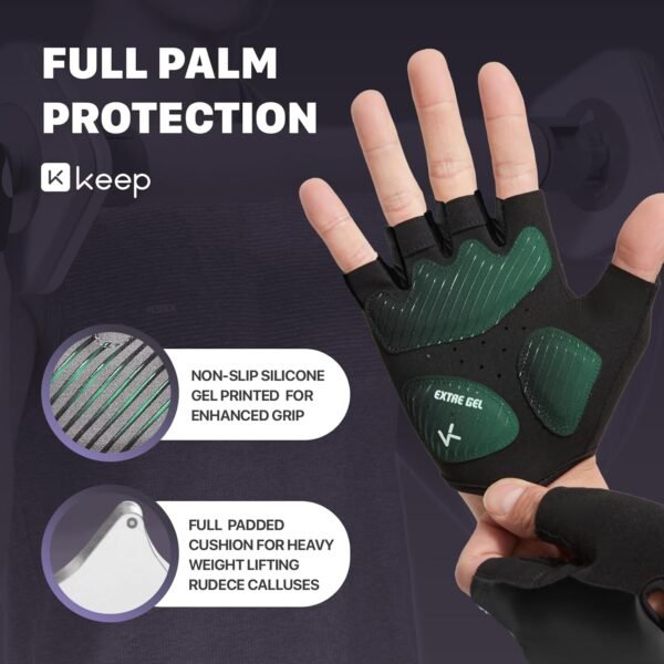 KEEP Workout Gloves for Women and Men - Weight Lifting Gloves with Silicone Grip, Exercise Gloves for Cycling, Gym Training, Fitness, Pull-up, Full Palm Protection & Breathable - Image 4