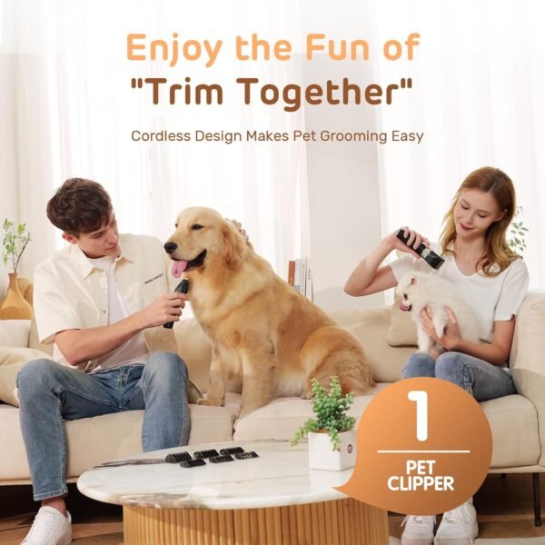 Dog Clippers for Grooming, Low Noise, Electric Quiet, Adjustable Clipper Comb, Rechargeable Cordless Dog Hair Clippers for Dogs Cats Pets, Black - Image 3