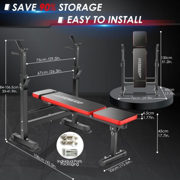 OPPSDECOR 660lbs 6 in 1 Weight Bench Set with Squat Rack Adjustable Workout Bench with Leg Developer Preacher Curl Rack Fitness Strength Training for Home Gym - Image 9