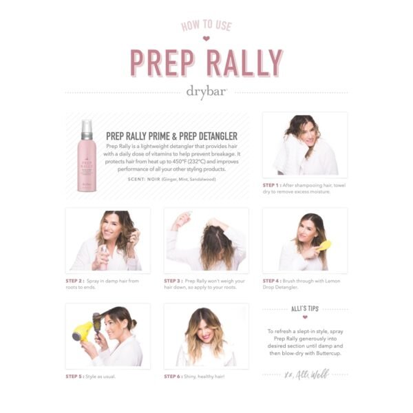 Drybar Prep Rally Prime & Prep Detangler | Nourishes Hair, Detangles with Ease, Leaves Hair Soft & Manageable, Protects Hair, Cruelty Free - Image 7