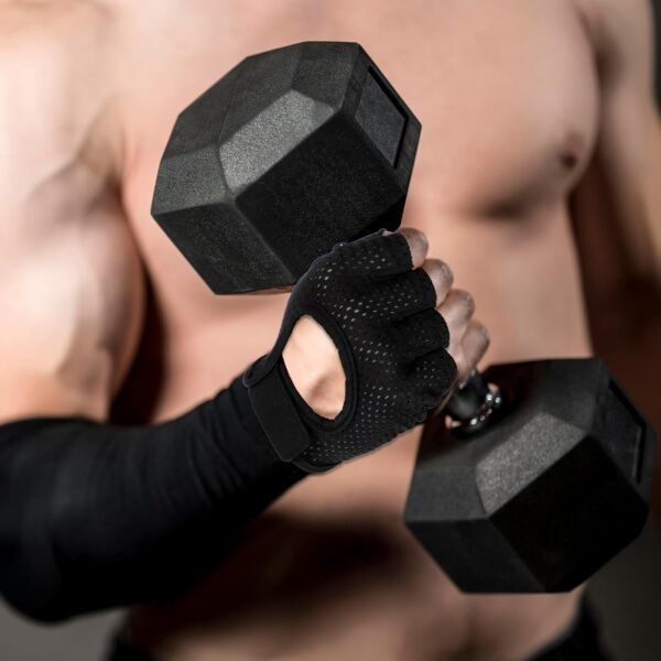 Workout Gloves Weight Lifting Breathable Gloves Black Gloves for Women Men Half-Finger Fitness Exercise Gloves for Gym Cycling Exercise Fitness Training Anti-Callus Glove - Image 7