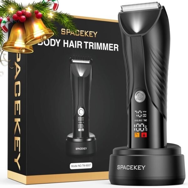 Manscape Trimmer for Men, Electric Body Hair Trimmer, IPX7 Waterproof Ball Trimmer Men with 2 Speeds, LED Light, Wet/Dry Groomer,USB-C Rechargeable with Travel Bag, Men’s Pubic, Groin and Body Shaver - Image 2