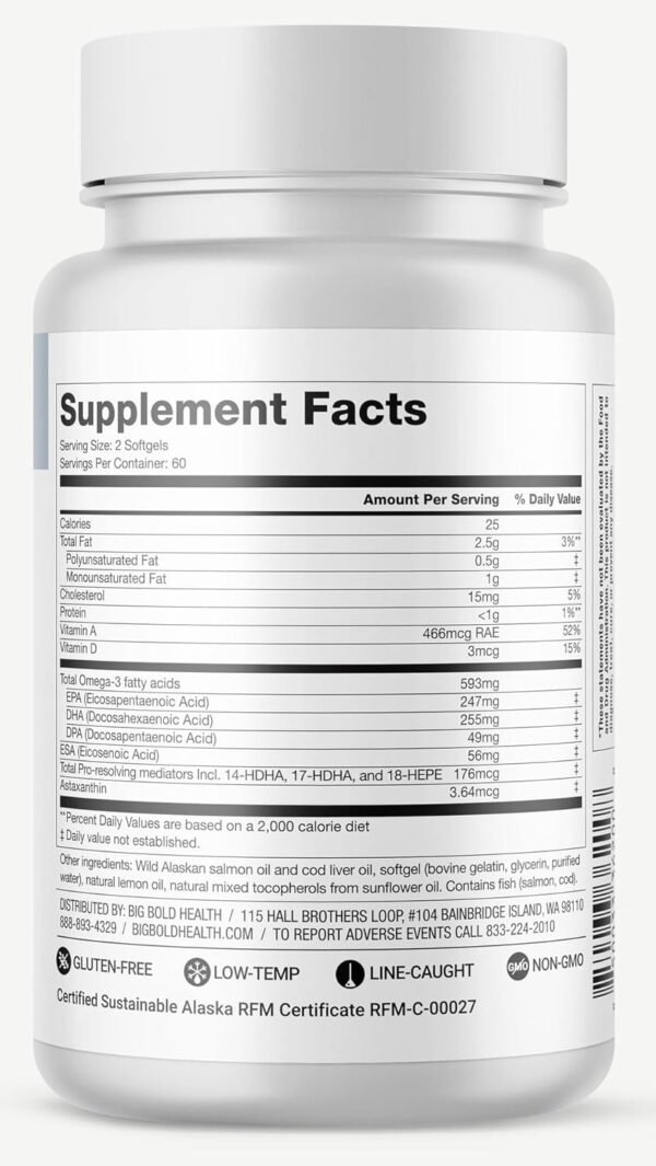 2 Month Supply - Omega-3 Rejuvenate Fish Oil Supplement, Wild Alaskan Cod and Sockeye Salmon Fish Oil, Lemon Flavor —Omega-3 Fatty Acids with EPA, DHA, & DPA— 120 Softgels - Image 4