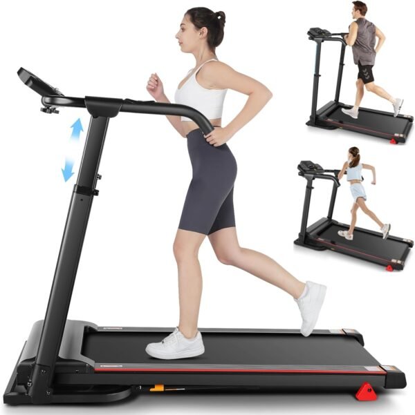 Treadmill with Incline, Folding Treadmill with Desk Workstation & Adjustable Height, 300 LBS Capacity 2.5 HP Quiet Brushless 7.5 MPH Pulse Sensor, Perfect Treadmills for Home/Office/Gym Use - Image 2