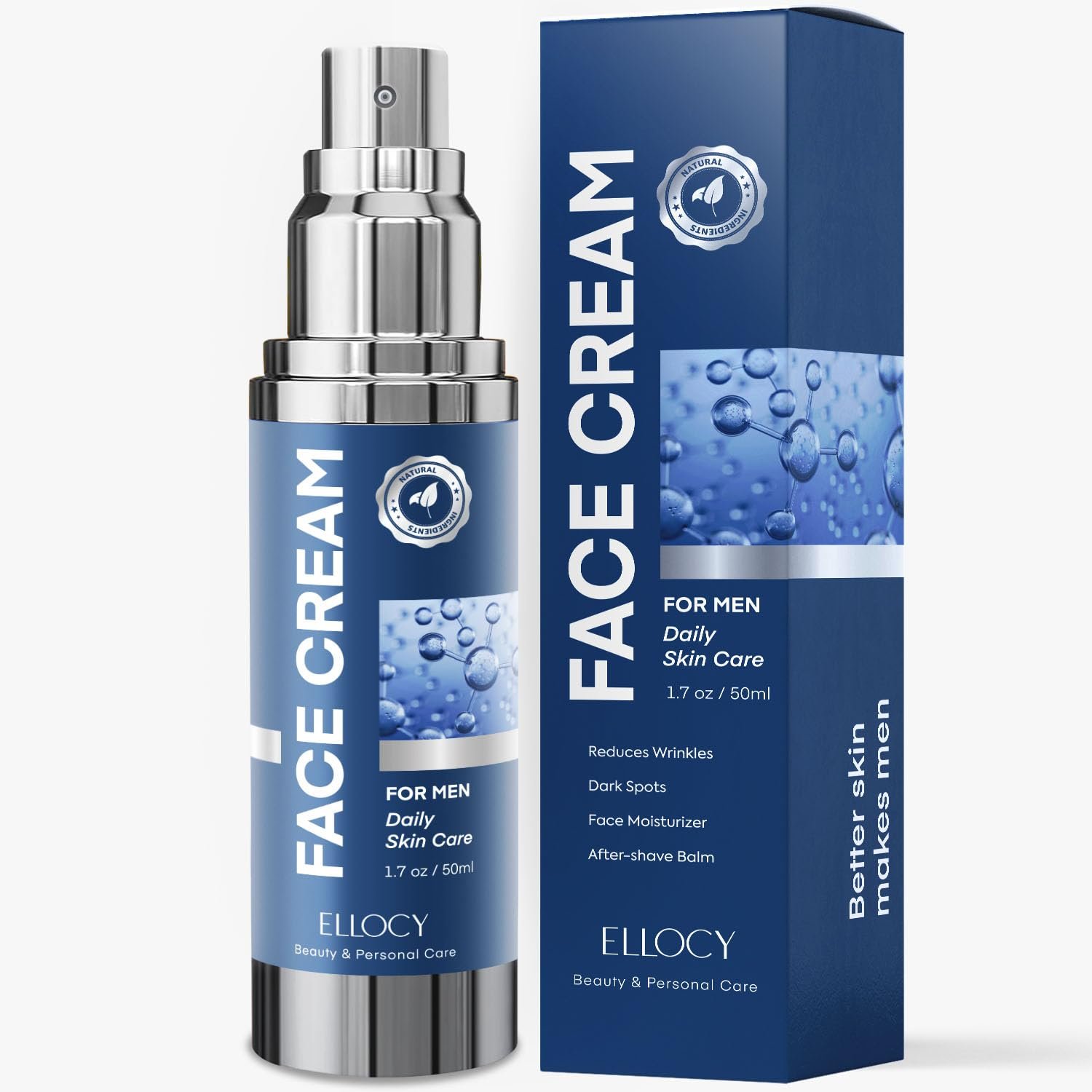 6 in 1 Mens Face Moisturizer: Face Cream for Men Mens Face Moisturizer - Eye bags Treatment Anti Aging Face Lotion - After Shave Lotion for Men Advanced Formula 1.7oz - Image 2