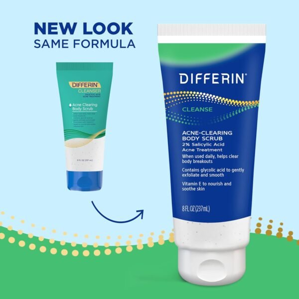 Differin Body Scrub with Salicylic Acid Acne Clearing Improves Tone and Texture Prone Skin on Back Shoulders and Chest, 8 Oz (Packaging May Vary) - Image 3