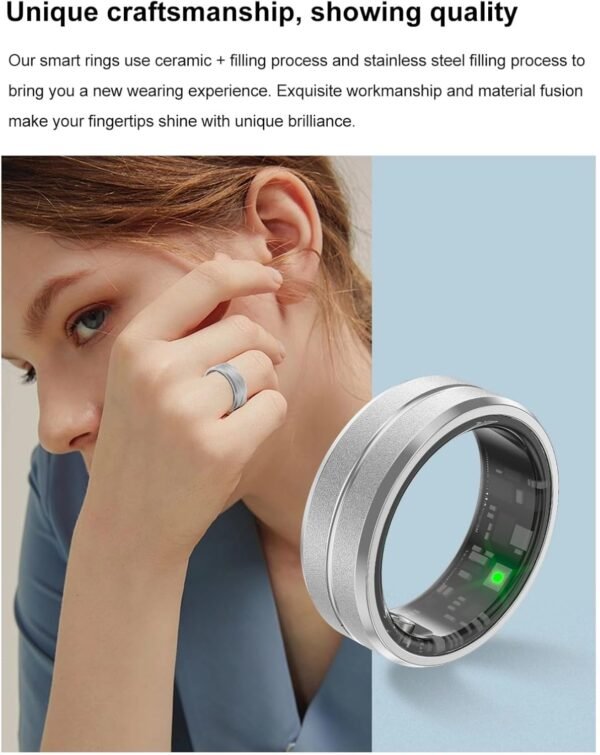 Smart Fitness Tracker Ring, Sleep Monitoring Pedometer Ring with APP for Android iOS, IP68 Waterproof Stainless Steel Health Tracker with Charging Case, Couple's Ring, Gift - Image 6