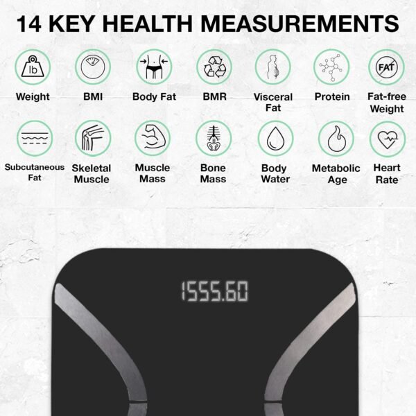 Korescale Gen2 Digital Smart Scale with BMI, Body Fat, Muscle Mass, Weight | Highly Accurate Bathroom Scales, Bluetooth Composition Analyzer | Compatible with KoreHealth, Apple Health App (Black) - Image 7