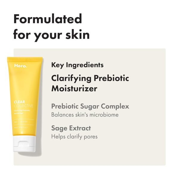 Clear Collective Clarifying Prebiotic Moisturizer from Hero Cosmetics - Hydrating Daily Face Moisturizer to Purify, Smooth and Soften Skin (2.36 fl oz) - Image 8