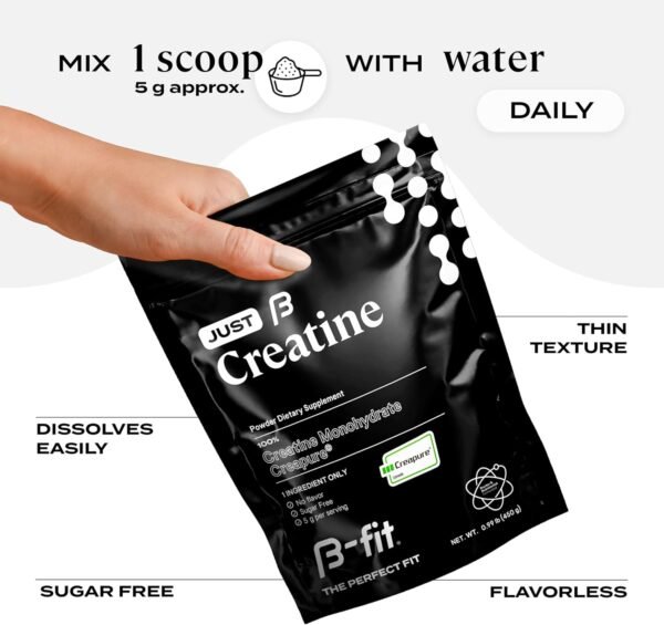 Creatine Monohydrate Powder - Just Creatine Creapure - 90 Servings - 450 g - Pre Workout Creatine for Women - Sugar-Free - Flavorless Supplement - 3 Month Supply - Image 5