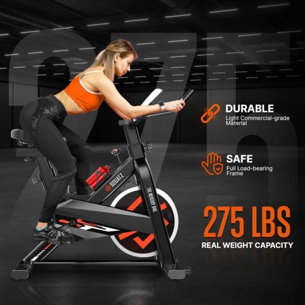 SQUATZ Cardio Cycling Exercise Bike - Indoor Workout Stationary Bike with 8 Resistance Levels, Comfortable Seat Cushion, 30 lbs Flywheel, 4-Way Adjustable Seat & Handlebar, Gym Bike for Home Workouts - Image 4