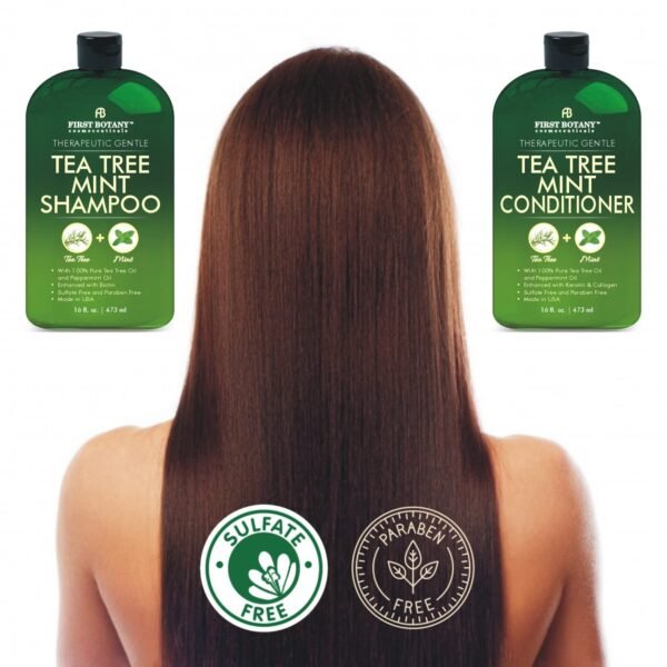 Tea Tree Mint Shampoo and Conditioner - Pure Tea Tree Oil & Peppermint Oil - Fights Hair Loss, Promotes Hair Growth, Fights Dandruff, Lice & Itchy Scalp - for Men and Women Sulfate Free - 16 fl oz x 2 - Image 5