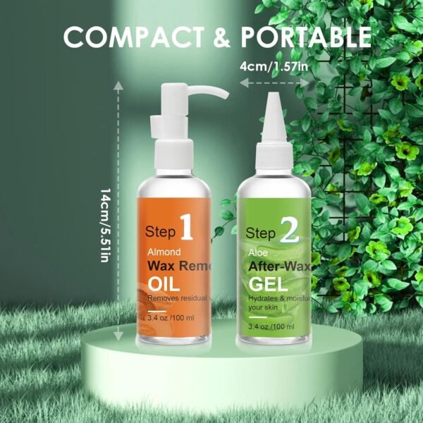 After Waxing Skin Care Kit, Almond Oil For Remove Wax Residue, Post Wax Cooling Aloe Vera Gel For Calm and Soothing Skin, 2 Bottles Hair Removal Waxing Nursing Kit for Women 3.9oz/100ml - Image 5